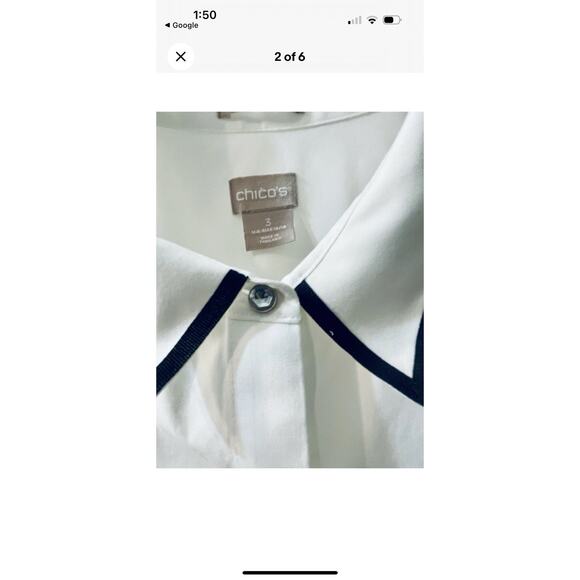 Chicos Womens Size 3 No Iron Shirt Chic Stretch Button Up Blouse Tunic Xlarge - Picture 7 of 10